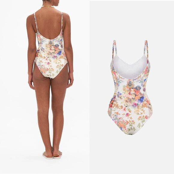 Camilla Rouched Side Onepiece Swimsuit in Friends with Frescos Small - Picture 2 of 12